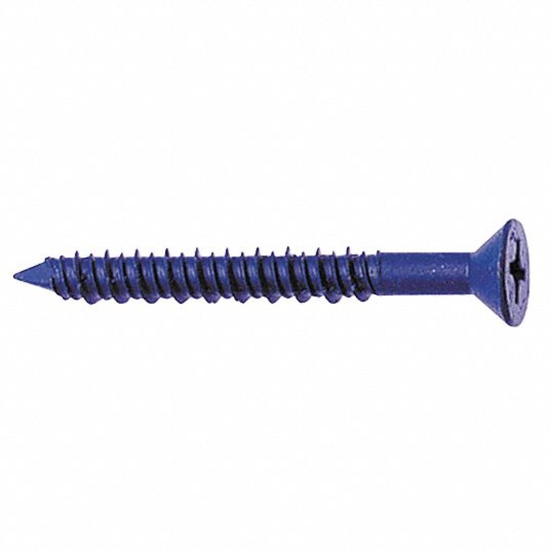3/16 x 1-3/4 Aerosmith Blue-Coated Concrete Screws / Phillips Flat / Steel / 1000 Hour Coating