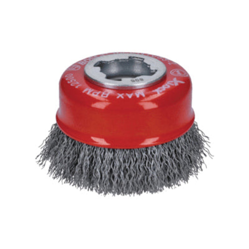 BOSCH X-LOCK WBX318 Cup Brush, 3 in Dia Brush, Crimped Bristle, Carbon Steel Bristle