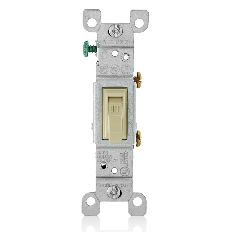 Leviton 1451-2I Grounding AC Quiet Toggle Switch, 120 VAC, 15 A, 1/2 hp