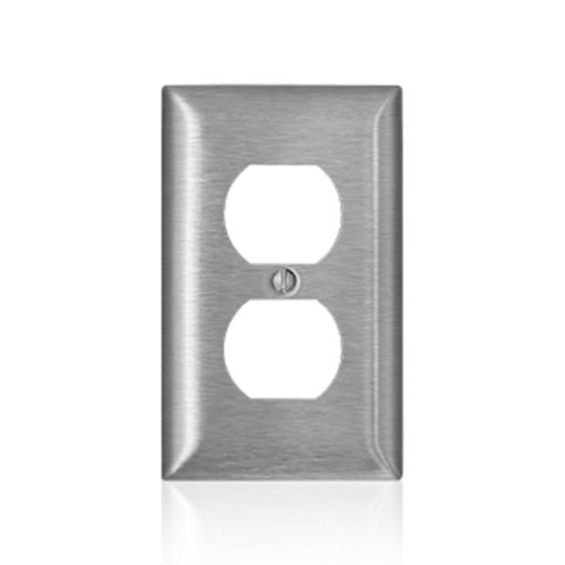 Leviton C Series SL8 Duplex Receptacle Wallplate, 1-Gang, Rectangular, Stainless Steel