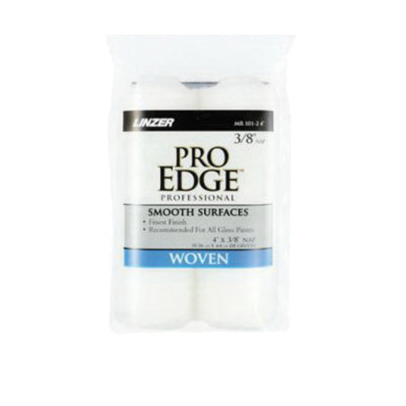 LINZER PRO EDGE MR101-2 0600 Paint Roller Cover, 6 in L, 3/8 in Thick Nap, Woven Fabric Cover, White