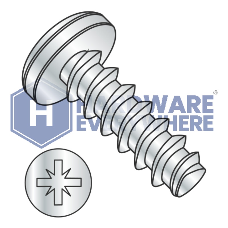 M4 X 20 Thread Forming Screws / Pozi / Pan Head / Steel / Zinc / Plastite (Blunt Tip) Alternate 48-2