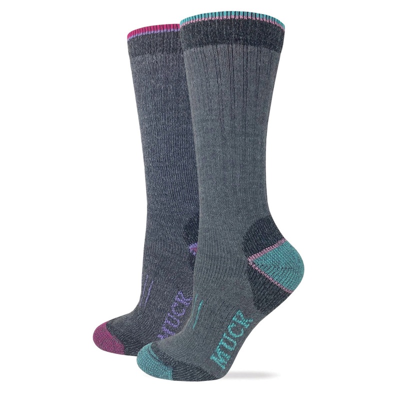 Muck 72943 Boot Socks, Women, M, Acrylic/Merino Wool/Nylon/Spandex, Fuchsia/Gray/Teal
