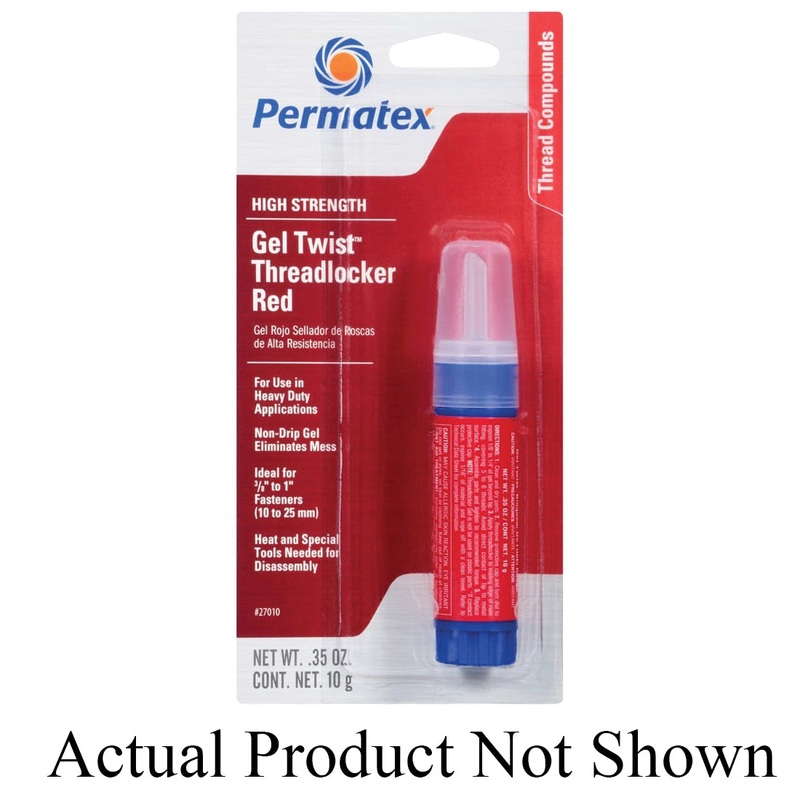 Permatex 27010 Threadlocker, Gel, Red, Mild, 15 min Begins to Harden, 24 hr Curing, 10 g