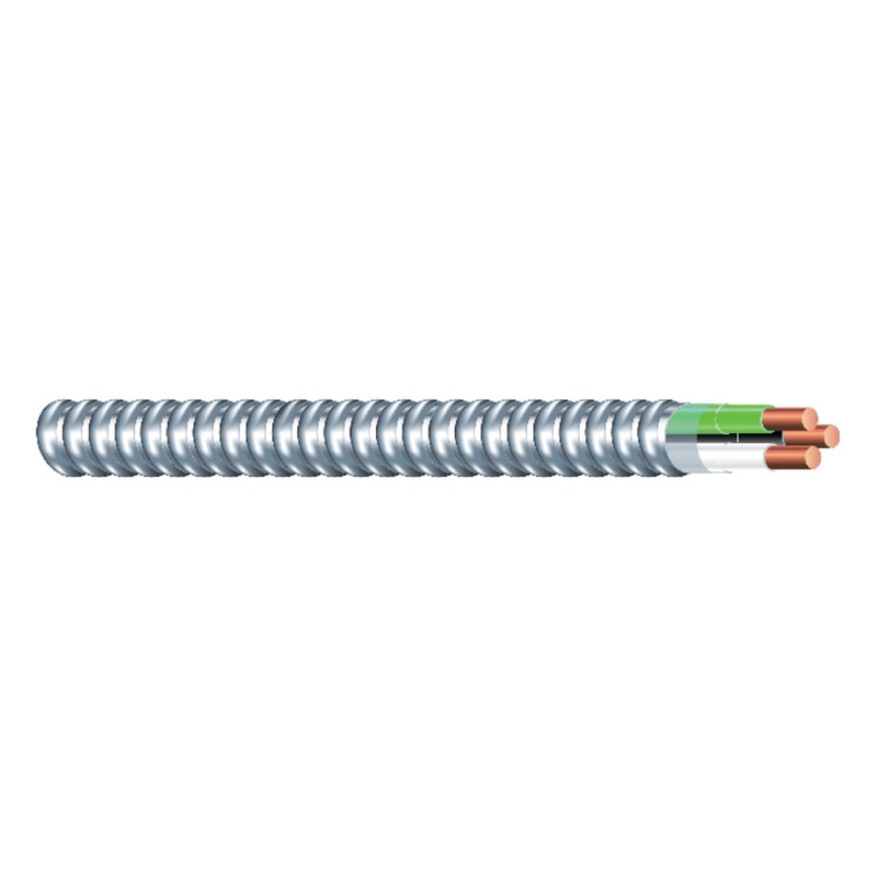 Southwire 68580021 Metal Clad Armored Cable, 600 V, 2-Conductor, 12 AWG Conductor, 25 ft L, Copper Conductor