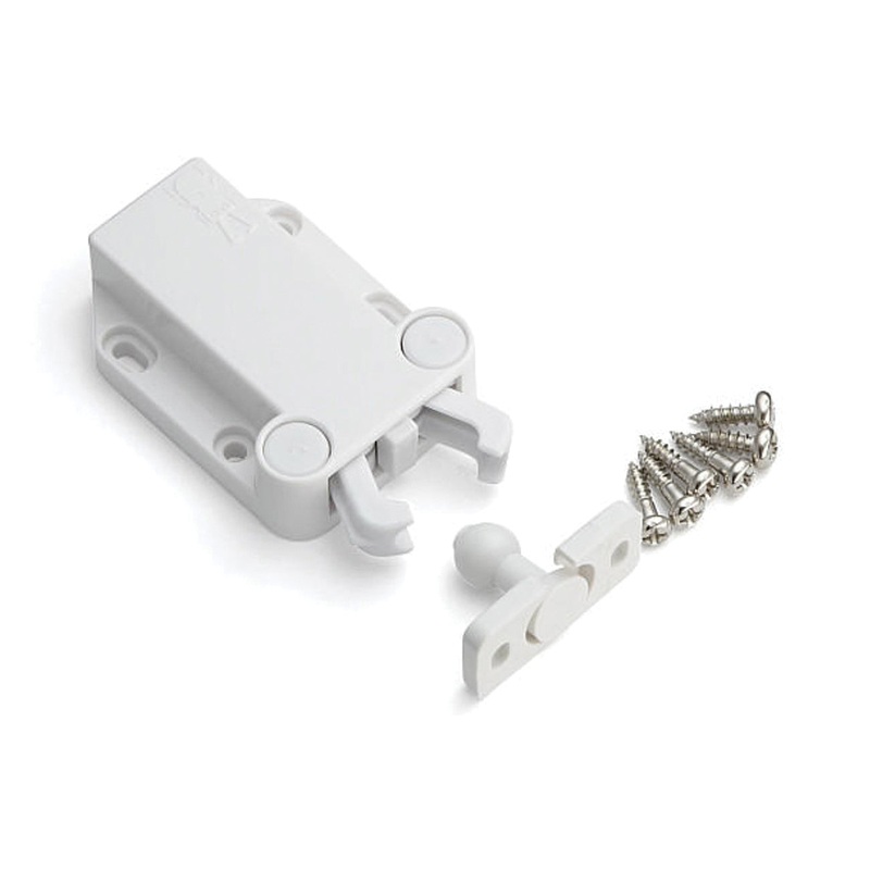 Sugatsune MC-37/WHT-1 Non-Magnetic Latch, 11/16 in H Latch, 2-13/16 in W Latch, 1-5/8 in D Latch, Plastic