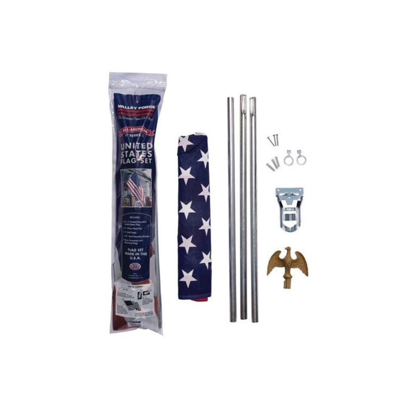 VALLEY FORGE All-American Series AA-US1-1 US Flag Kit, 3 ft W, 5 ft H, Polycotton