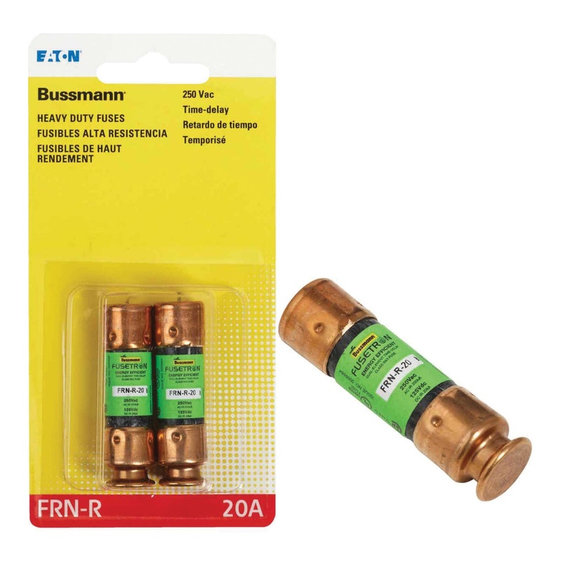 Bussmann Fusetron BP/FRN-R-20 Time Delay Fuse, 20 A, 250 VAC/125 VDC, 200 kA Interrupt, Class: RK5, Cartridge Body