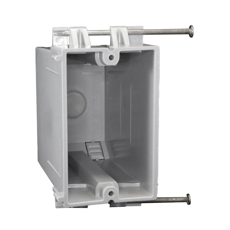 CANTEX EZ BOX EZ22SN-HW Switch/Outlet Box with (4) Knockouts, 1-Gang, 4-Knockout, PVC Body, 22 cu-in Capacity