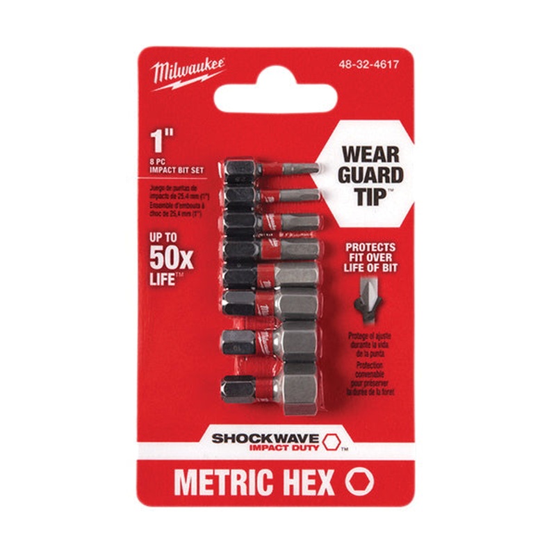Milwaukee 48-32-4617 Impact Bit Set, 2.5 mm, 3 mm, 4 mm, 5 mm, 6 mm, 8 mm, 10 mm, 12 mm Point, 8 -Piece