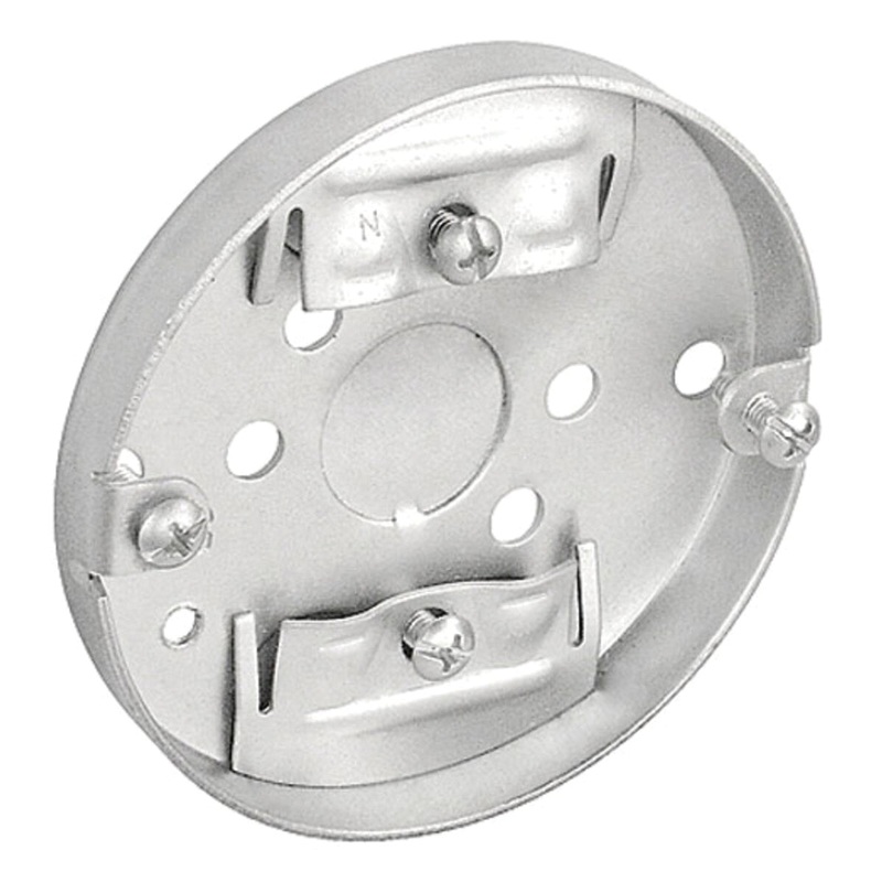 Southwire 46111-R-UPC Pan Box with Conduit Knockouts, Romex Clamps, 2-3/4 in On-Center Fixture Ears, 3-1/2 in Dia