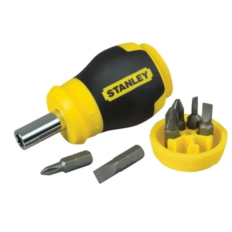 STANLEY Stubby Multi-Bit Ratcheting Screwdriver With 6 Bits 0-66-357
