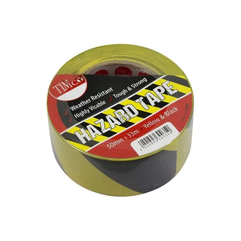 TIMCO Hazard Tape Yellow & Black - 33m x 50mm
