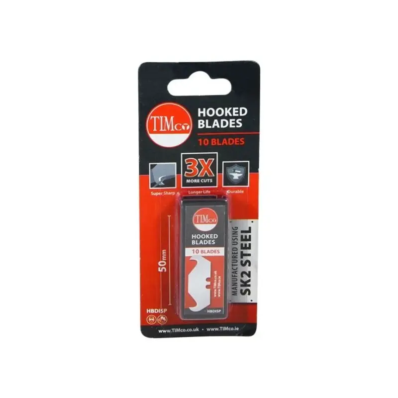 TIMCO Hook Knife Blade - 51 x 19 x 0.6 - Pack of 10 Pieces