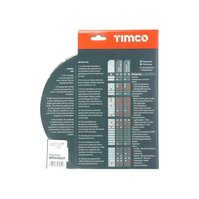 TIMCO Premium Diamond Blade Segmented  - 230 x 22.2