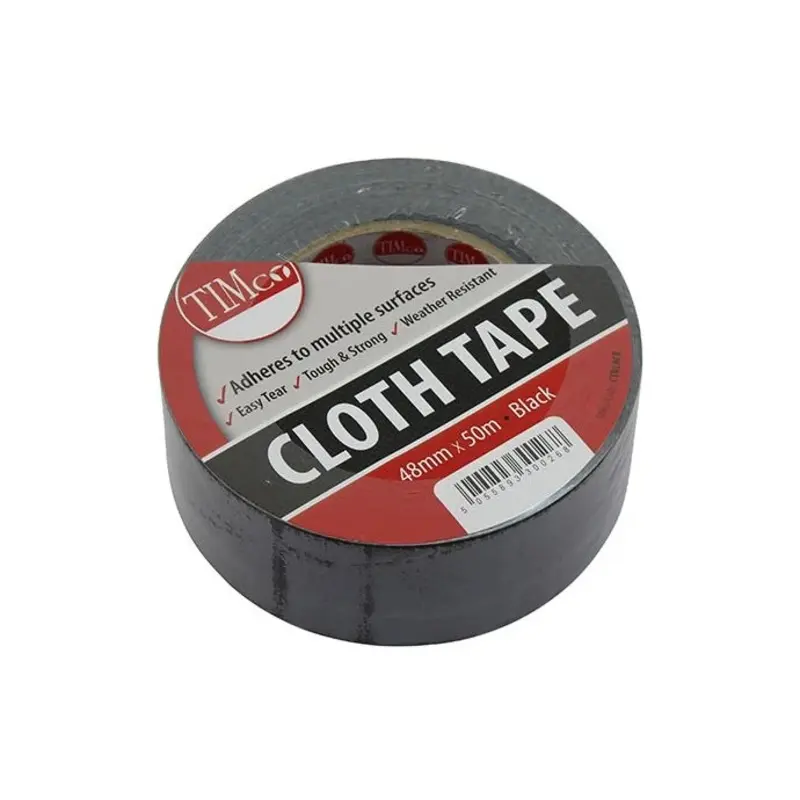 TIMCO Cloth Tape Black - 50m x 48mm