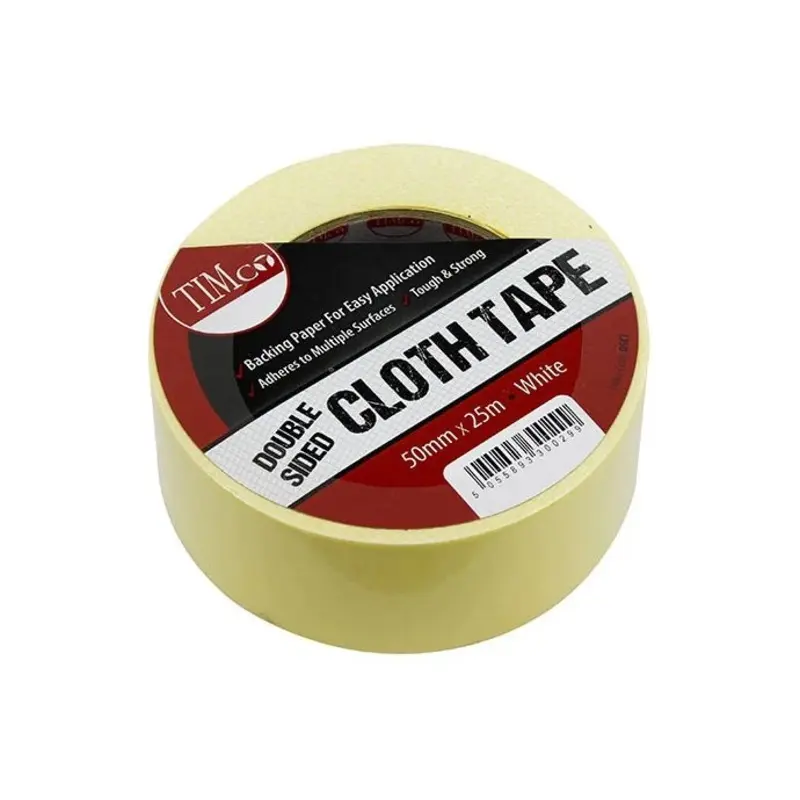 TIMCO Double Sided Cloth Tape White - 25m x 50mm