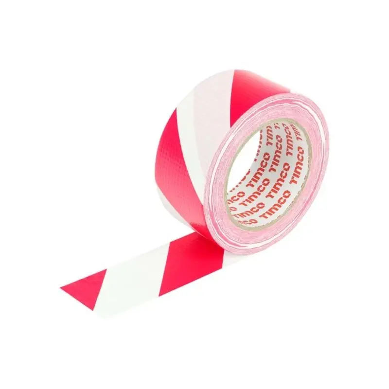 TIMCO Hazard Warning Cloth Tape Red and White - 33m x 50mm