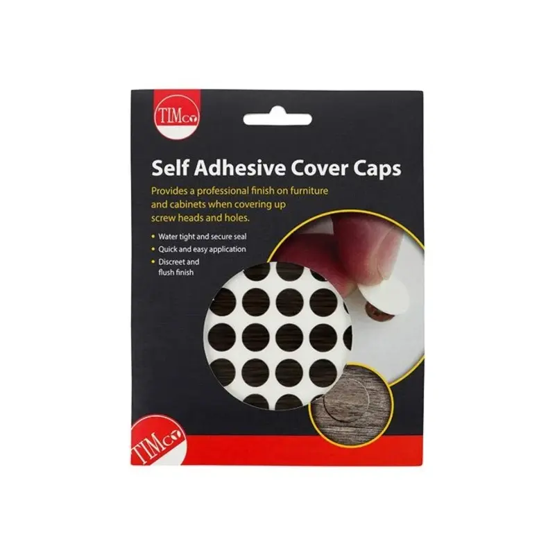 TIMCO Self-Adhesive Screw Cover Caps African Hardwood - 13mm - Pack of 112 Pieces