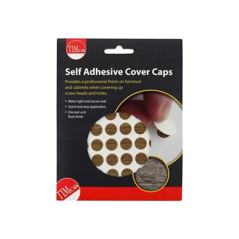 TIMCO Self-Adhesive Screw Cover Caps Dijon Walnut - 13mm - Pack of 112 Pieces