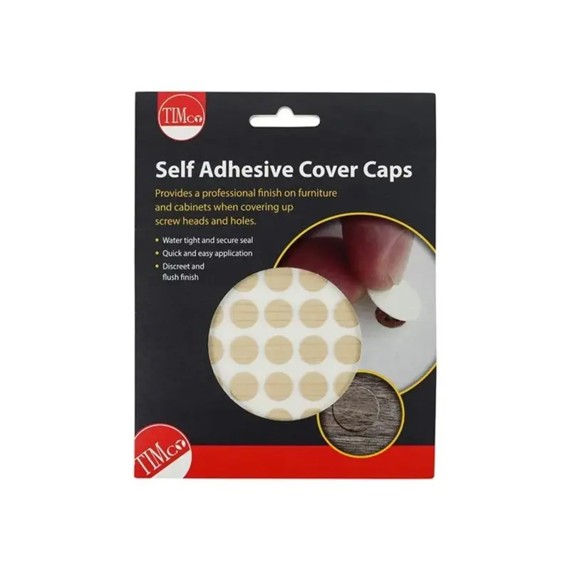TIMCO Self-Adhesive Screw Cover Caps Maple - 13mm - Pack of 112 Pieces