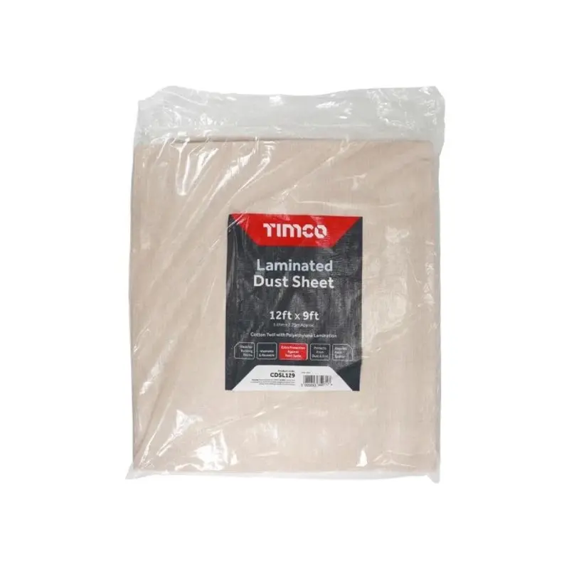 TIMCO Laminated Cotton Twill Dust Sheet - 12ft x 9ft