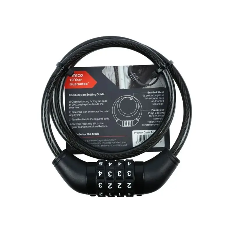TIMCO Steel Braided Combination Cable Lock - 8mm x 1m