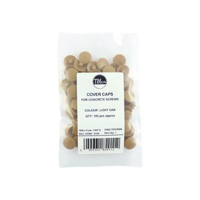 TIMCO Concrete Screw Cover Caps Light Oak - LIGHT OAK - Pack of 100 Pieces