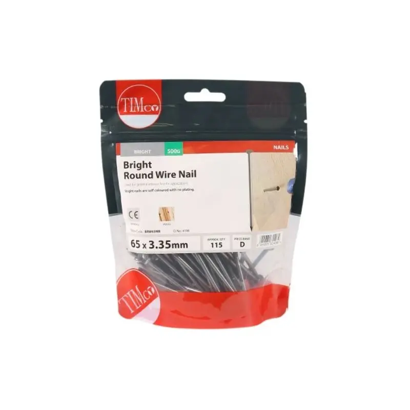 TIMCO Round Wire Nails Bright - 65 x 3.35 - TIMbag 0.5 Kilograms