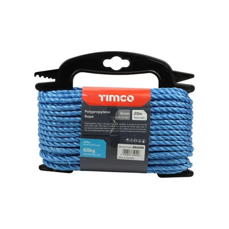TIMCO Blue Polypropylene Rope on Winder - 6mm x 20m