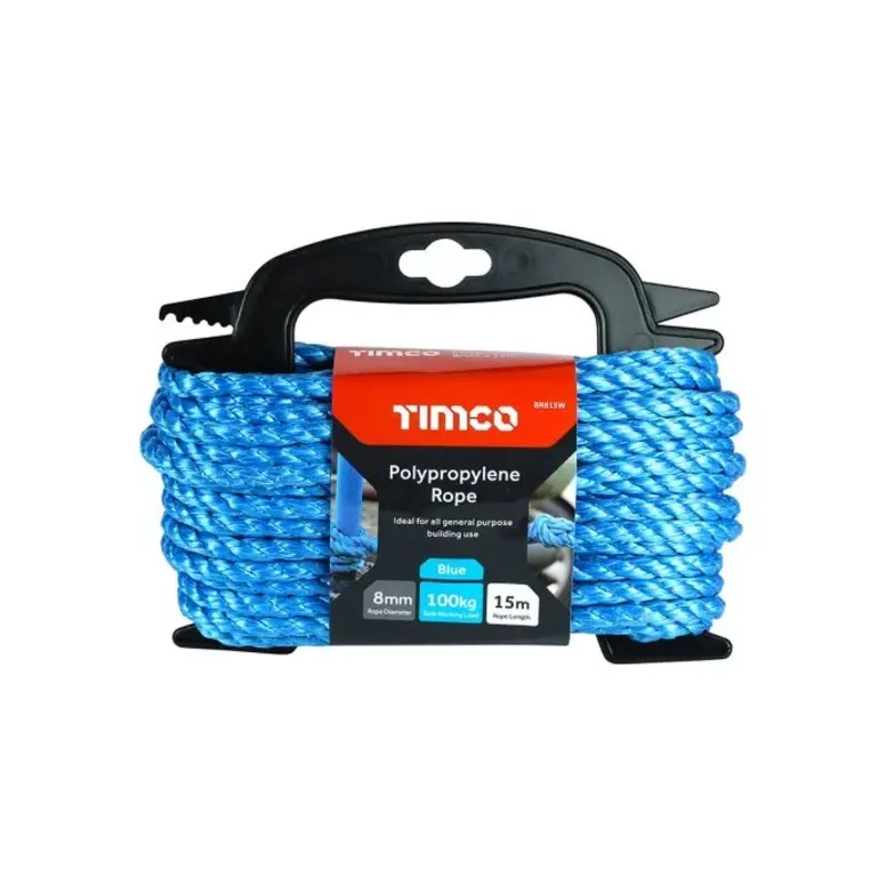 TIMCO Blue Polypropylene Rope on Winder - 8mm x 15m
