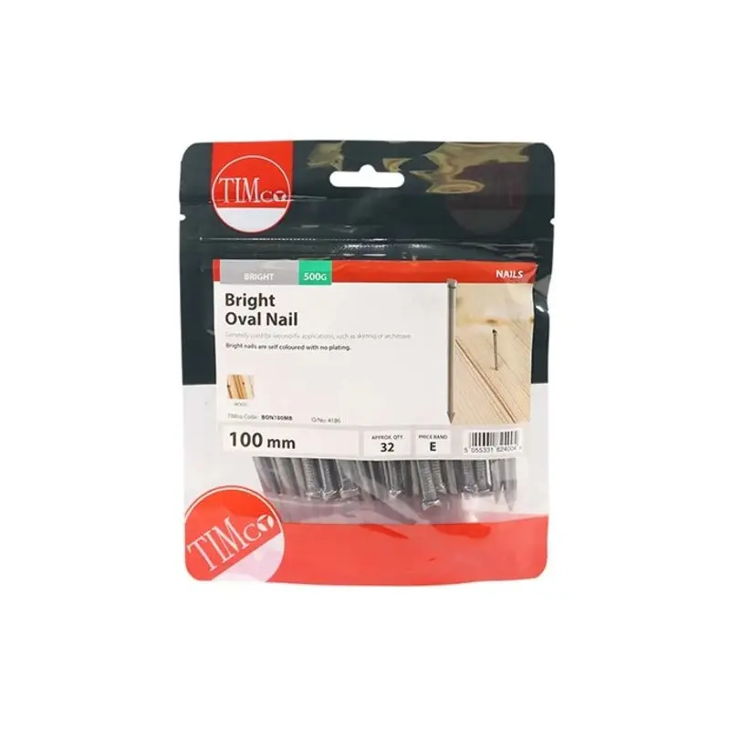 TIMCO Oval Nails Bright - 100mm - TIMbag 0.5 Kilograms
