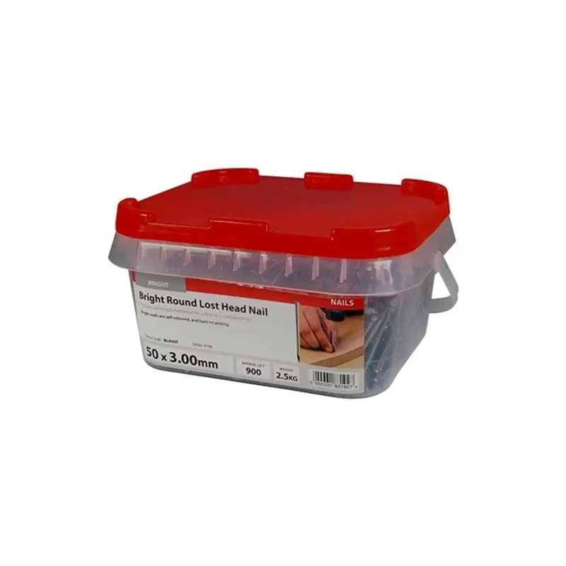 TIMCO Round Lost Head Nails Bright - 50 x 3.00 - TIMtub 2.5 Kilograms