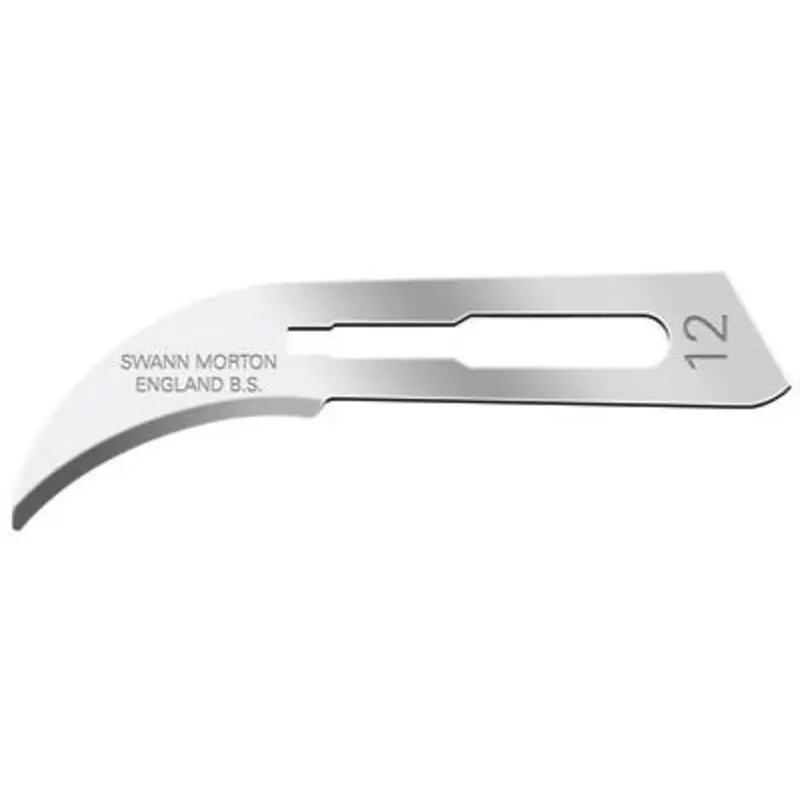 Swann Morton No.12 Carbon Steel Non-Sterile Surgical Scalpel Blade for No.3 Handles