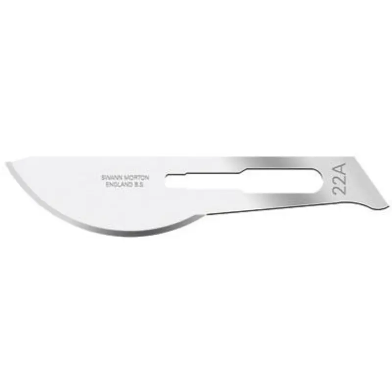 Swann Morton No.22A Carbon Steel Non-Sterile Surgical Scalpel Blade for No.4 Handles