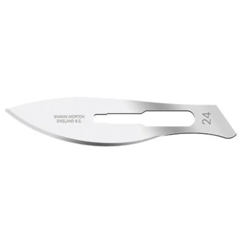 Swann Morton No.24 Carbon Steel Non-Sterile Surgical Scalpel Blade for No.4 Handles