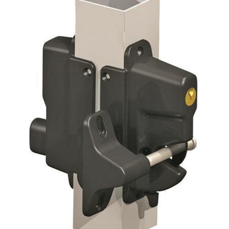 GATEPRO Keystone Advantage Series KLADV P2 BK Gate Latch, Heavy-Duty, Double Sided Style, Nylon, Black