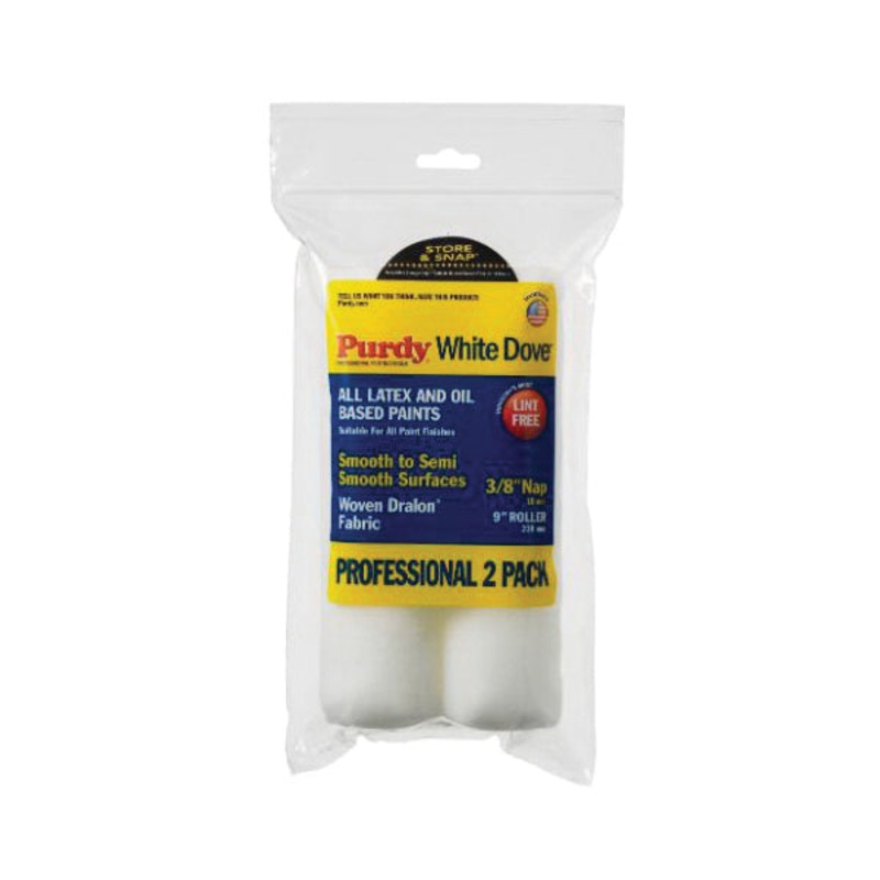 Purdy WhiteDove 14E863000 Paint Roller Cover, 9 in L, 3/8 in Thick Nap, Semi-Rough, Semi-Smooth, Smooth Surface